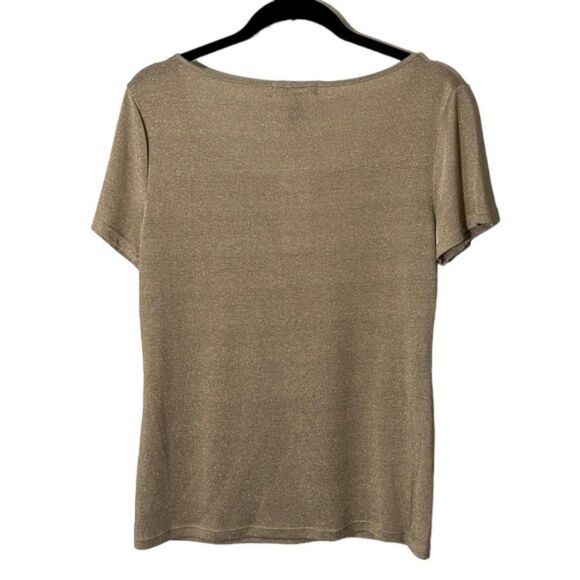Lauren Ralph Lauren Short Sleeve Scoop Neck Tee Metallic Gold - Picture 4 of 9